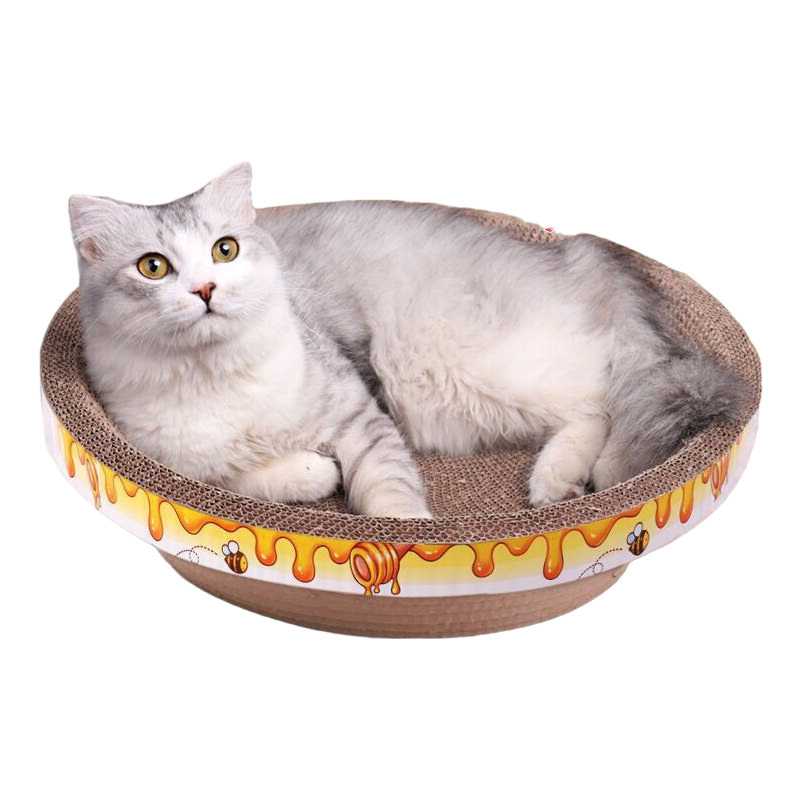 Round Corrugated Cat Scratching Lounge Bed 02