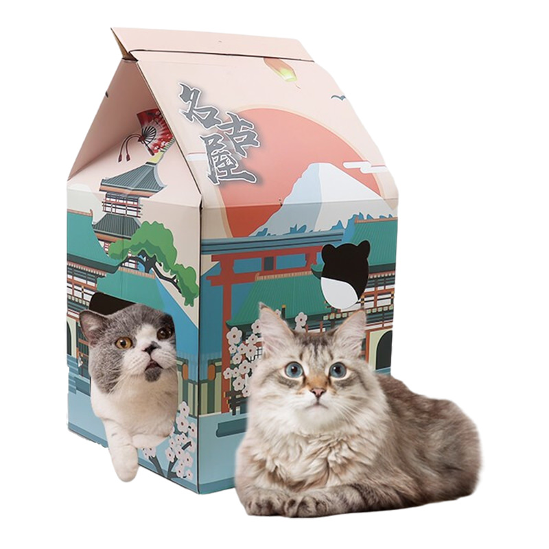 Cardboard Cat House Shinto Shrine for Cats