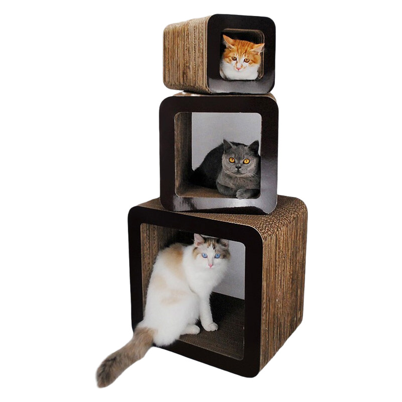 Building Blocks Corrugated Cardboard Cat Scratcher as Tree