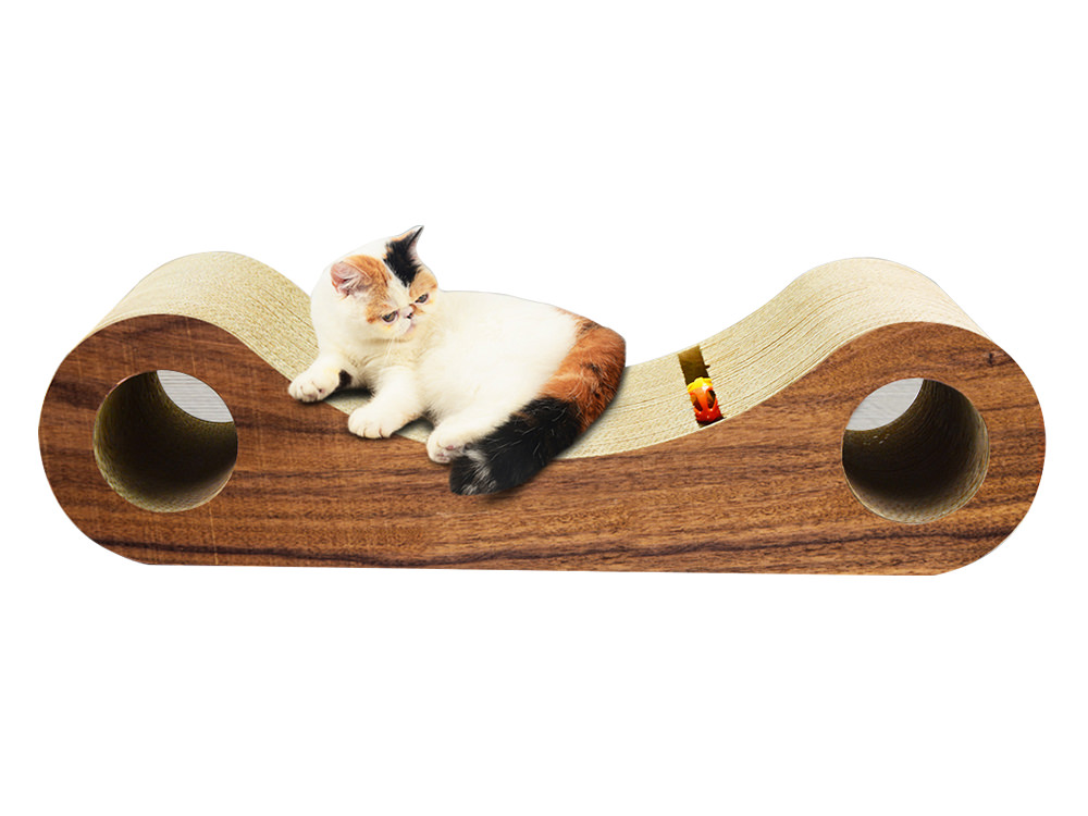 Cardboard Scratcher Lounge With Round Rattle Ringing Ball