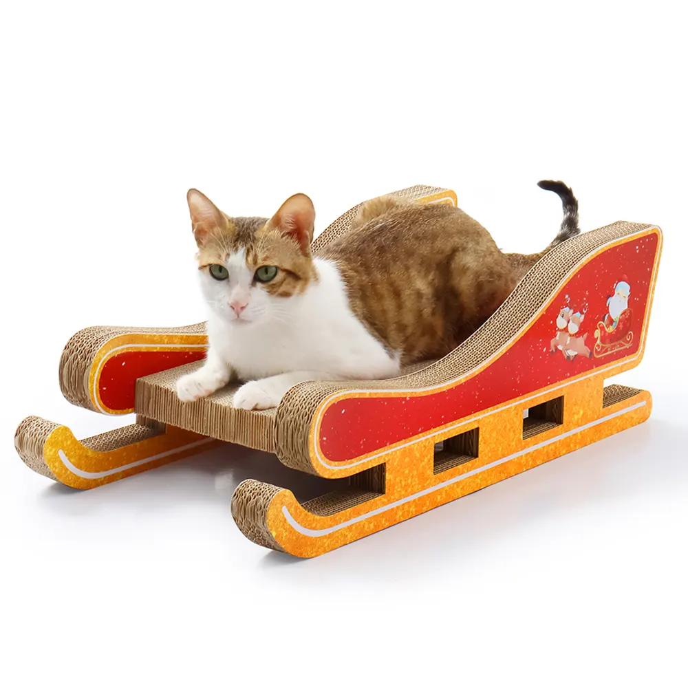 Santa Sleigh Cardboard Cat Scratcher