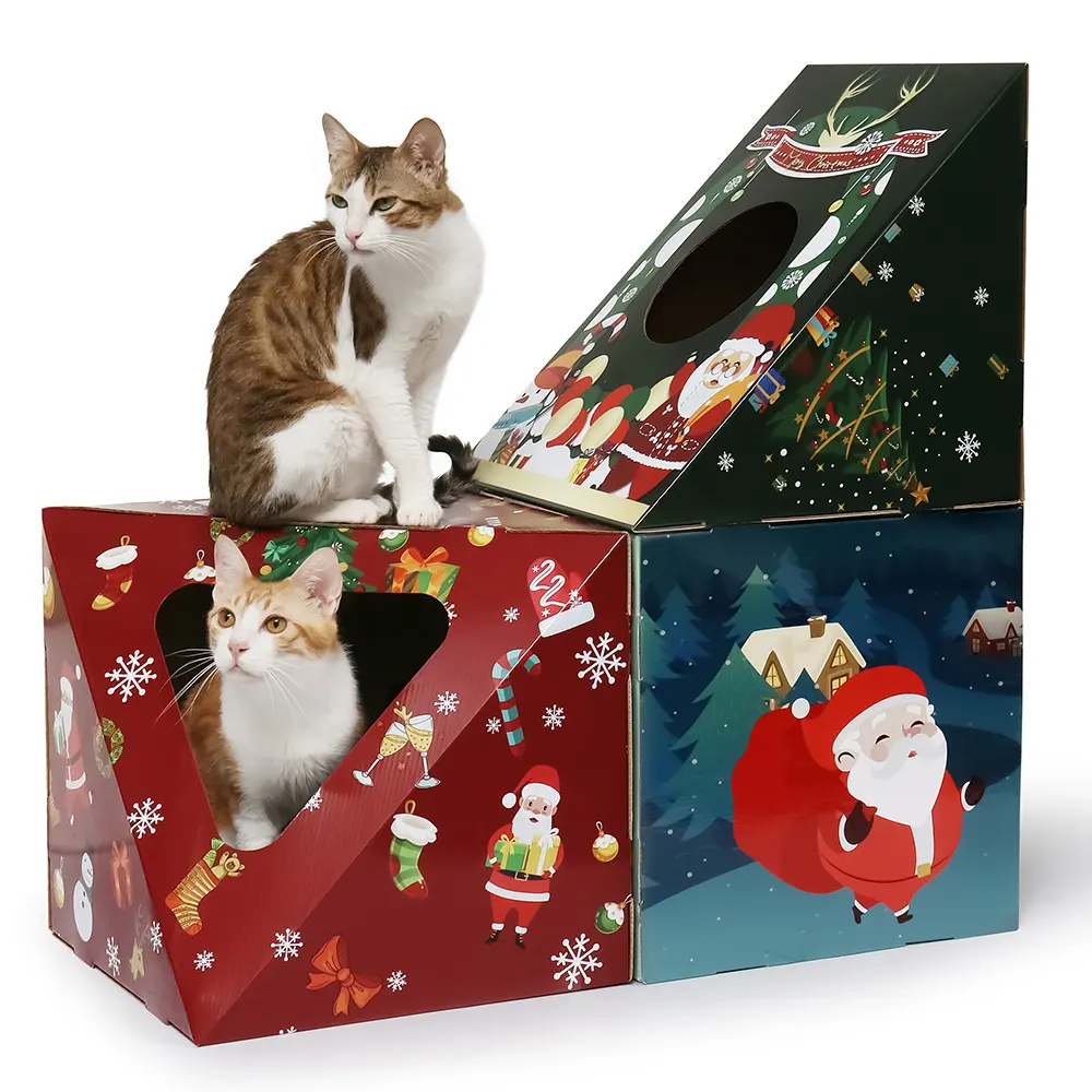 Multi Purpose Christmas Cardboard Cat House